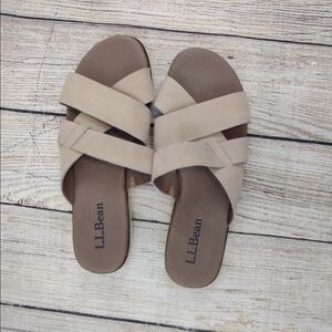 L.L. Bean Tan Leather Slide/ Sandles 9